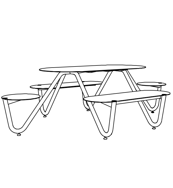 Pöytäpenkki mmcité Orbit LOB280 LOB280 - 002000 - ral1000 - Lehtovuori