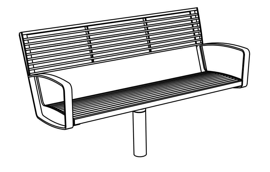 Puistonpenkki mmcité Intervera LVR - R258 LVR - R258 - 002000 - ral1000 - Lehtovuori