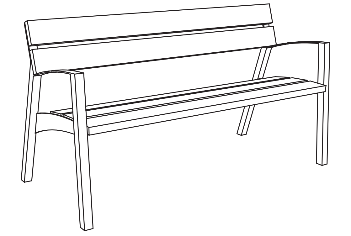 Puistonpenkki mmcité Vera LV155t LV155 - 202000 - ral1000 - Lehtovuori