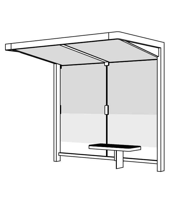 Pysäkkikatos mmcité Nubo NUB200 - SS NUB200 - SS - 202500 - ral1000 - Lehtovuori