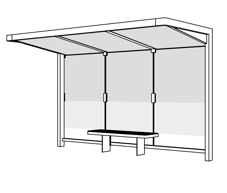 Pysäkkikatos mmcité Nubo NUB300 - SS NUB300 - SS - 202500 - ral1000 - Lehtovuori