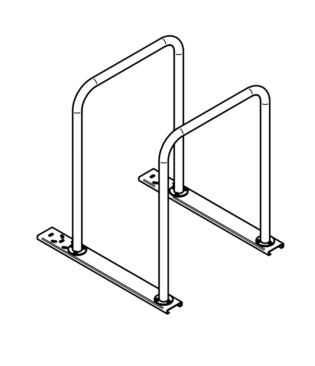 Runkolukittava pyöräteline U2, zn, L1000K900, Kiskoasennus - Lehtovuori