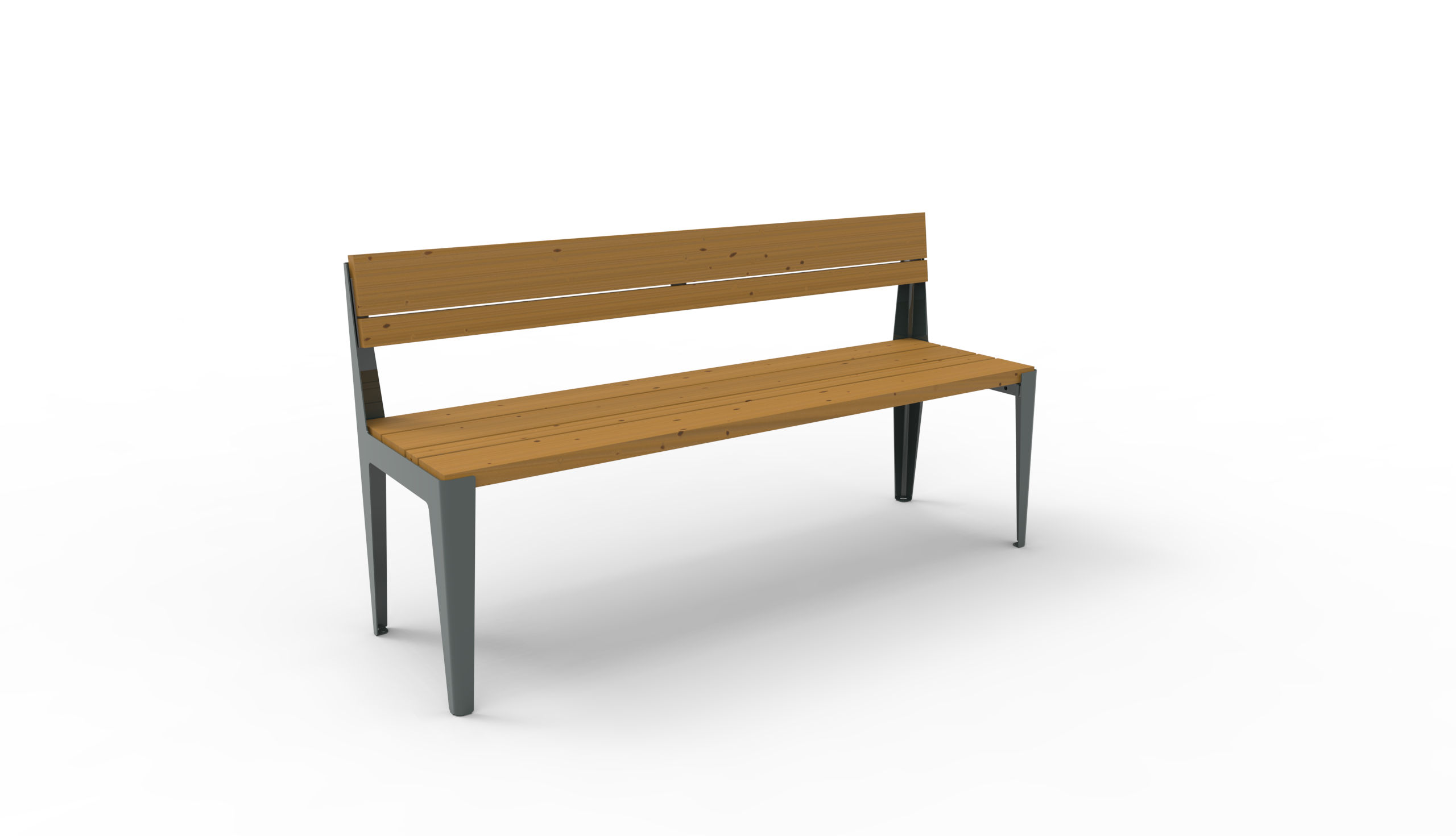 Parkbänk Kuru Senior, med ryggstöd, öppen gavel, SPM/M