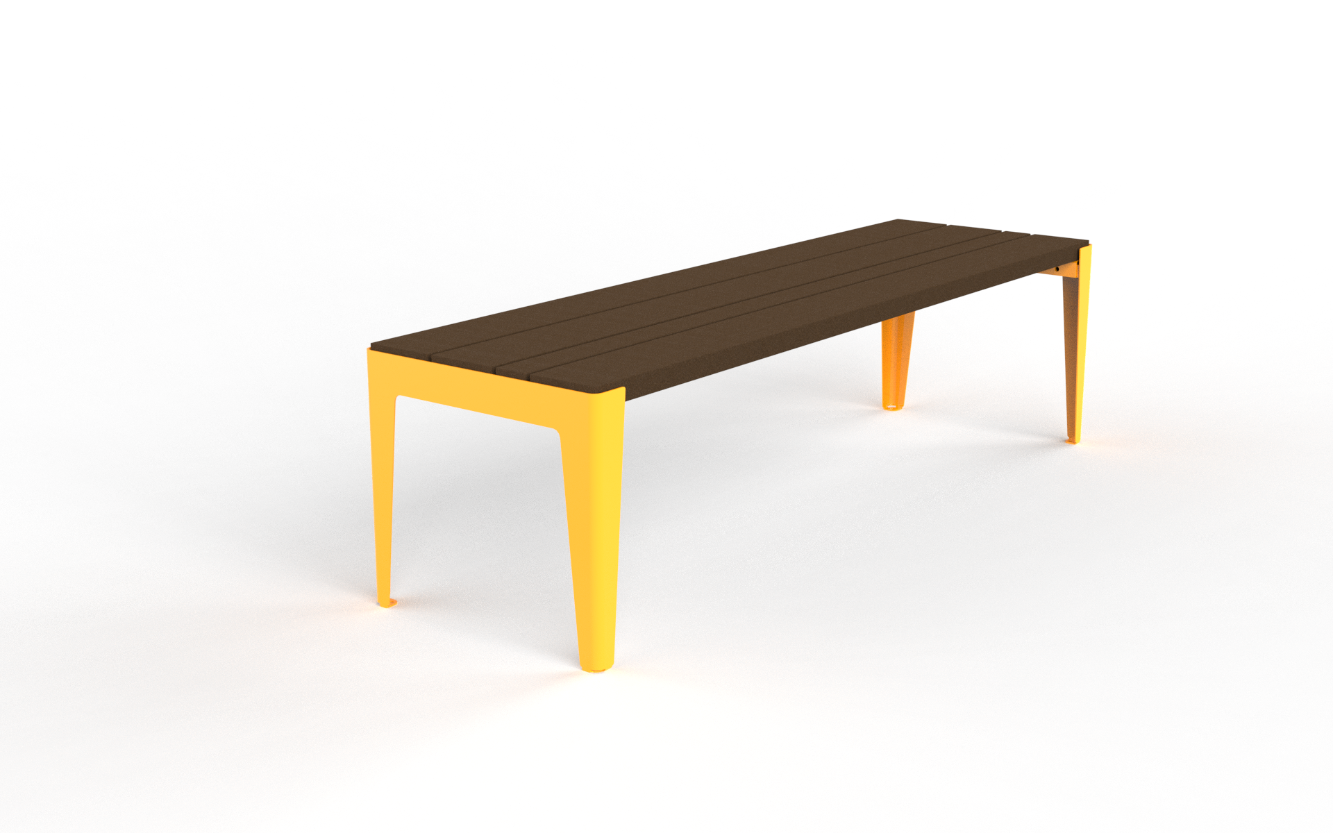 Parkbänk Kuru Senior, rygglös, öppen gavel, SPM/M