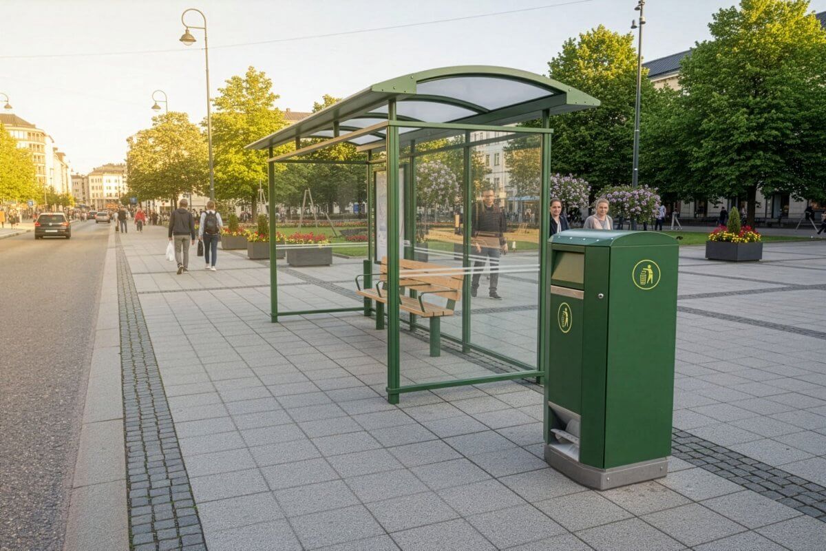 Smart papperskorg CitySolar 120, Corten