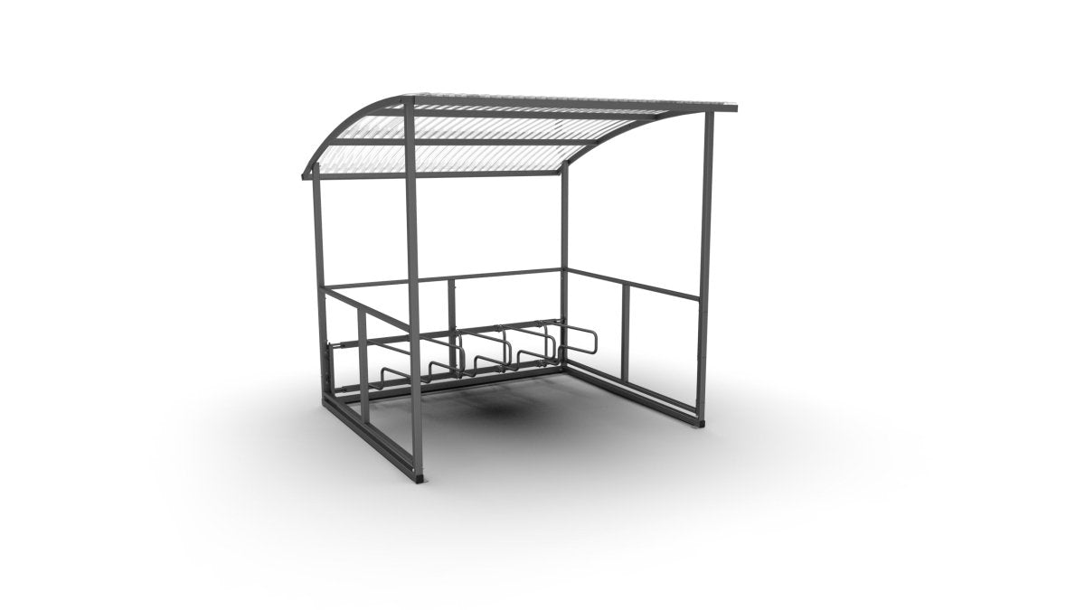 Basic - pyöräkatos 2,4 m, CubiQ std - pyörätelineet, 5 pp, pinta - asennus - Lehtovuori