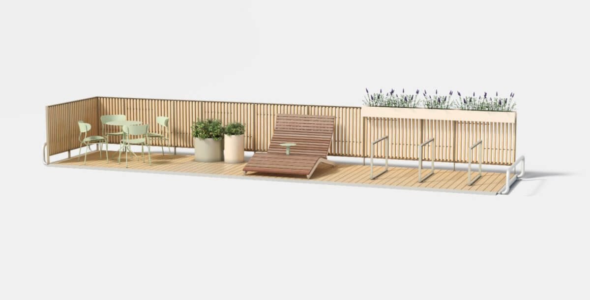 Parkmöbel Parklet mmcité Plattform PLF101-108