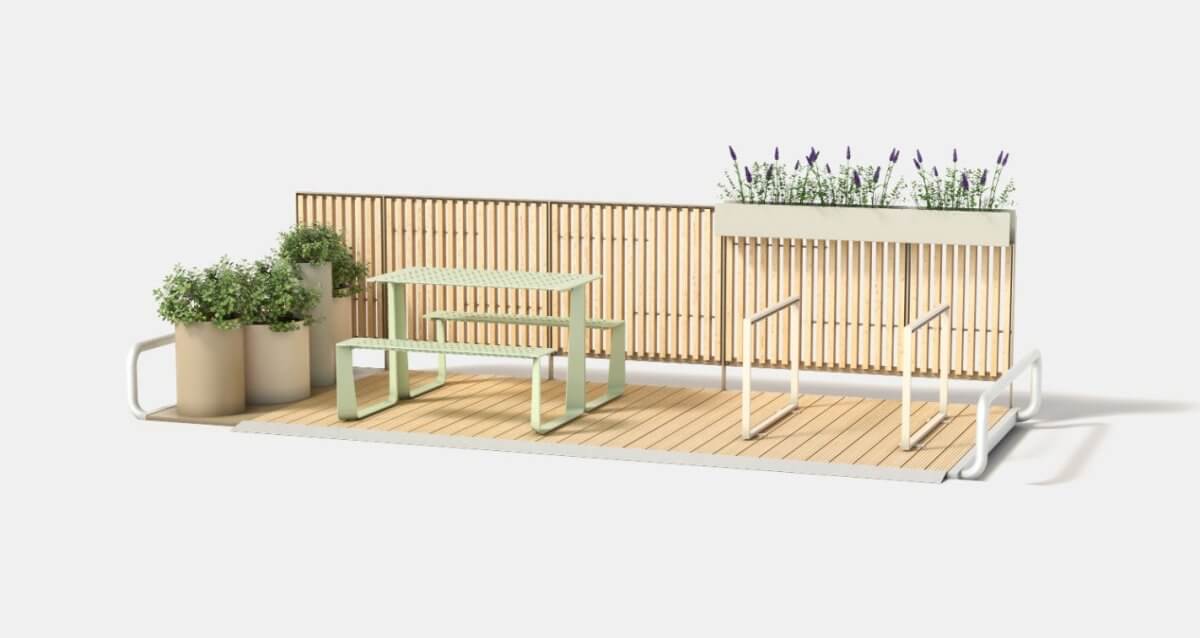 Parkmöbel Parklet mmcité Plattform PLF101-108