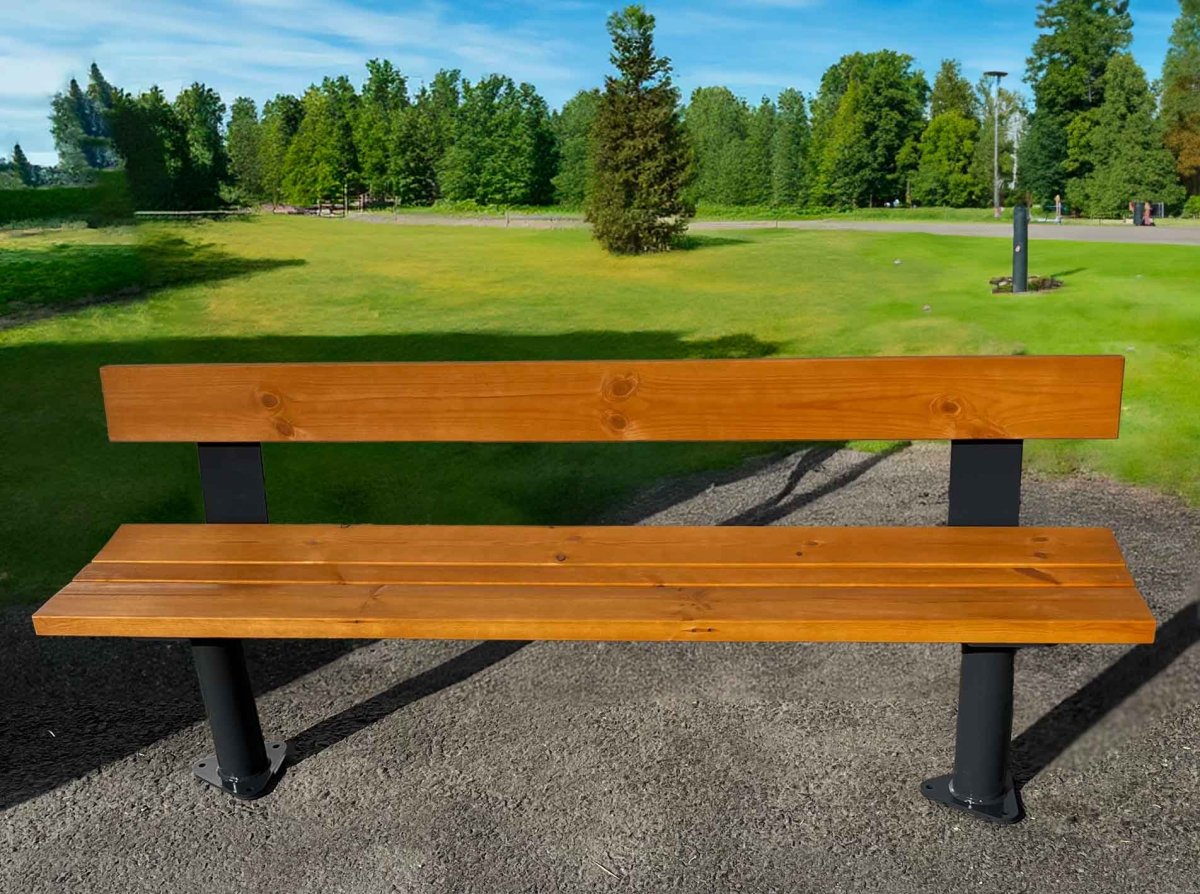 Puistonpenkki Kuusamo, selkänojalla, SPM/M, betonoitava 106063BSPMM - corten - 1 - Lehtovuori