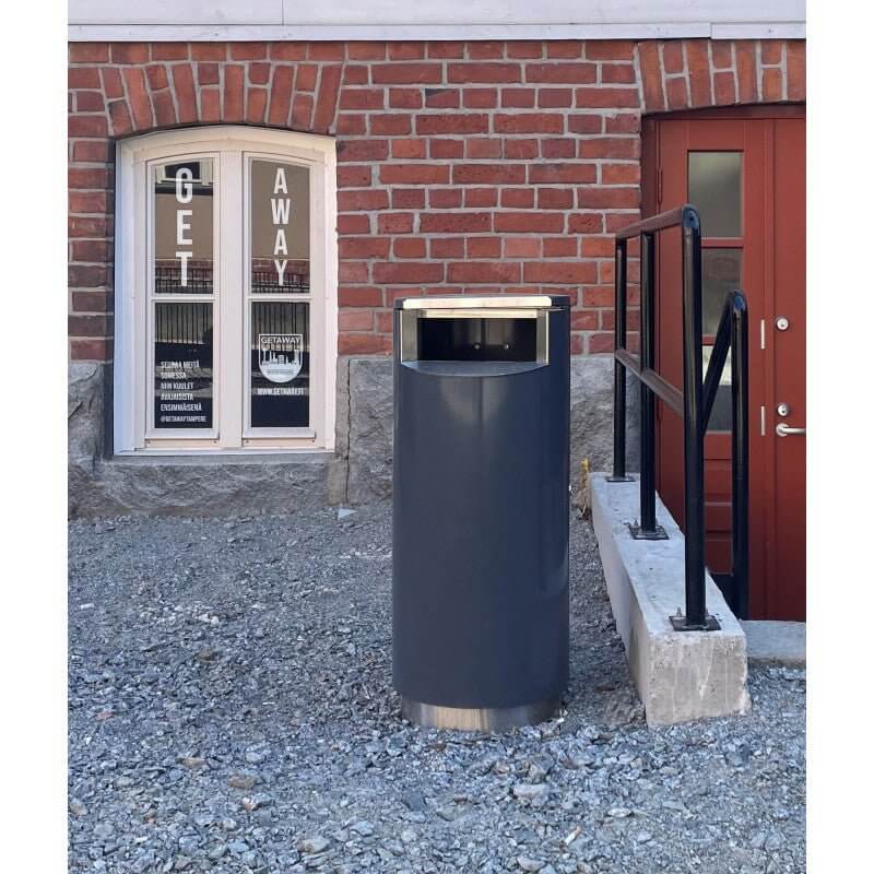 Papperskorg CITY 100, pulverlackad, med magnetlås