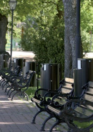 Papperskorg CITY 140, pulverlackad