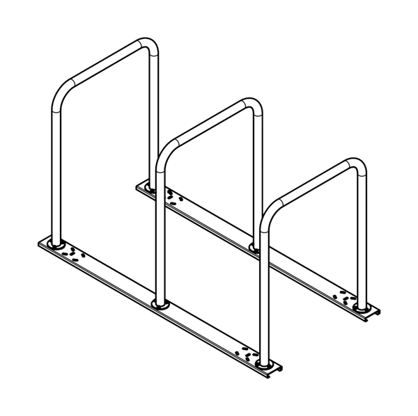 Cykelställ för ramlåsning U2, znm, L1000xH900, montering på skenor