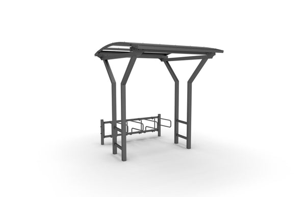 Cykeltak Vario no.1, 2 m, 1-sidiga CubiQ Std cykelställ, 4 platser, för nedgjutning 