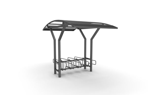 Cykeltak Vario no.2, 2 m, 2-sidiga CubiQ Std cykelställ, 8 platser, för nedgjutning