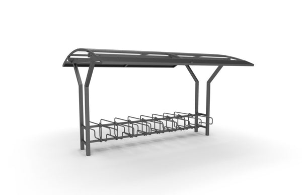 Cykeltak Vario no.2, 4 m, 2-sidiga CubiQ Std cykelställ, 16 platser, för nedgjutning