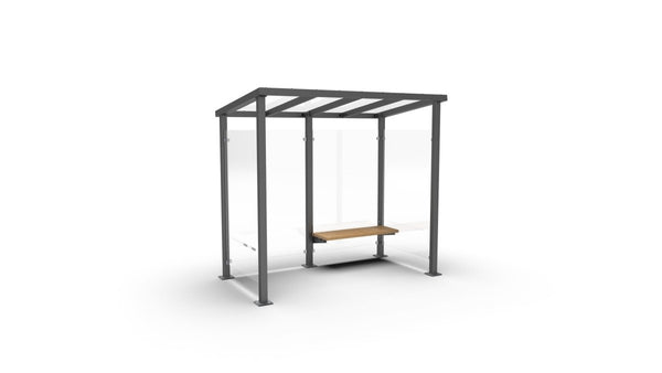 Pysäkkikatos ViVa, 2,7 m, penkilä, etu- ja takatolpat, pinta-asennus