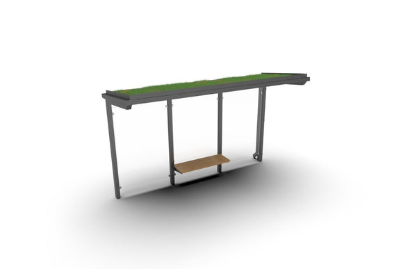 Vindskydd ViVa, 4 m, grönt tak och bänk, bakre stolpe, för nedgjutning